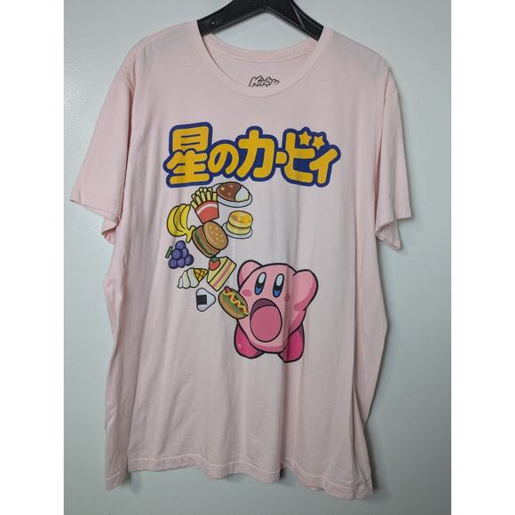 Kirby Mens Japanese Pink Graphic T Shirt Size XL 100% Cotton Short Sleeve Gamer - Picture 1 of 6
